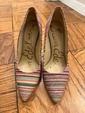Sam Edelman Striped Multicolor Pointed Toe Pumps